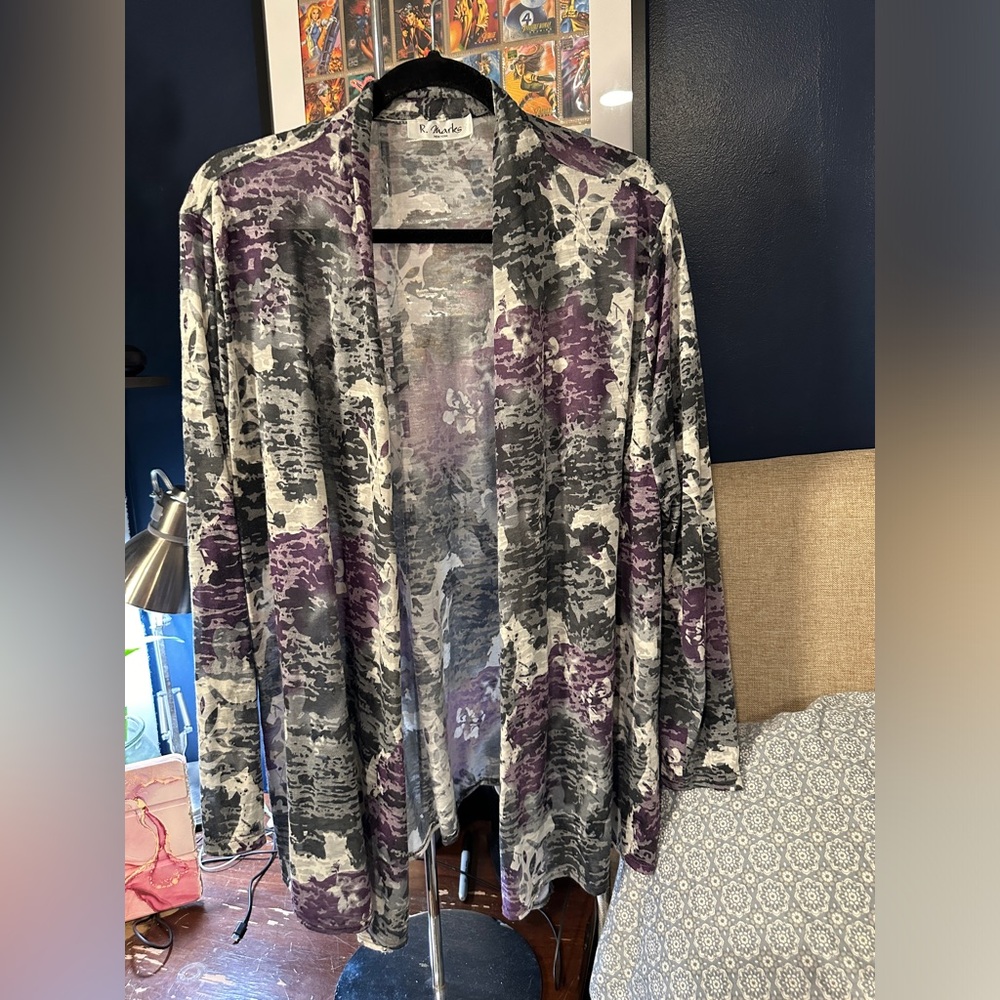 Purple, grey, white and black over shirt
